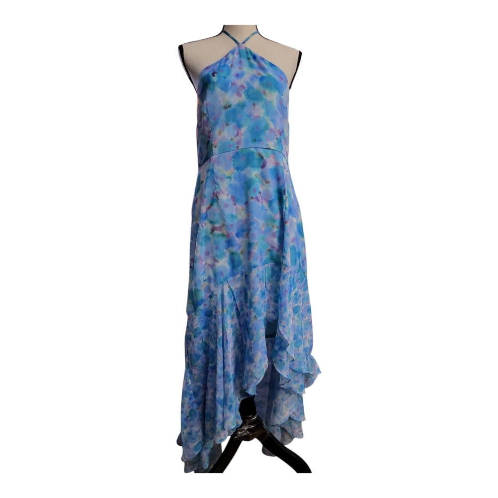 French Connection Women's Gretha Printed Asymmetric Sleeveless Halter Dress 14